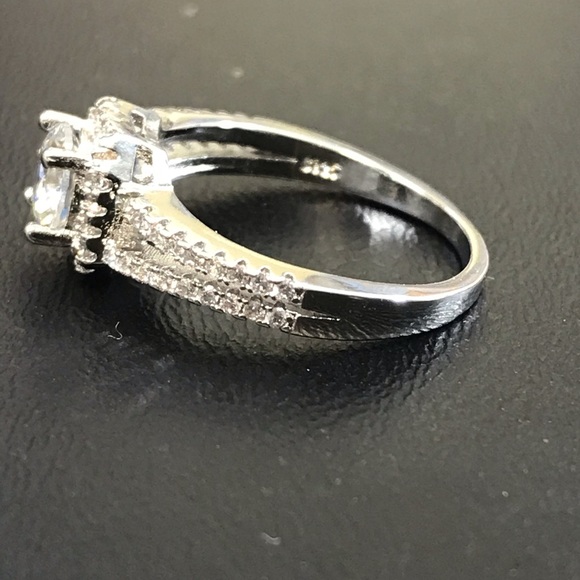 Sterling Silver Lab Diamond Engagement Ring - Picture 5 of 10